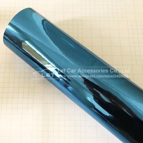 High stretchable Light blue Chrome Air Bubble Free Mirror Vinyl Wrap Film Sticker Sheet emblem Car Bike Motor Body Cover