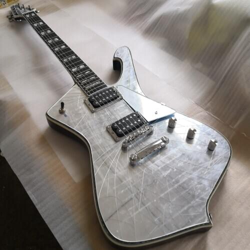 Silver mirror veneer, rose wood fingerboard, black metal paint, free delivery