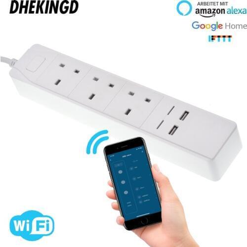 Smart Power Strip WiFi Surge Protector UK Plug Socket Outlets Homekit 1.8M Extension Cord for Alexa Echo Google Assistant