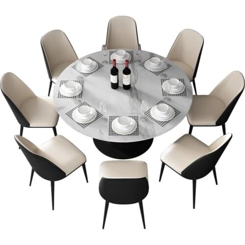 Rotating minimalist slab telescopic dining table multi-functional modern minimalist round table table table