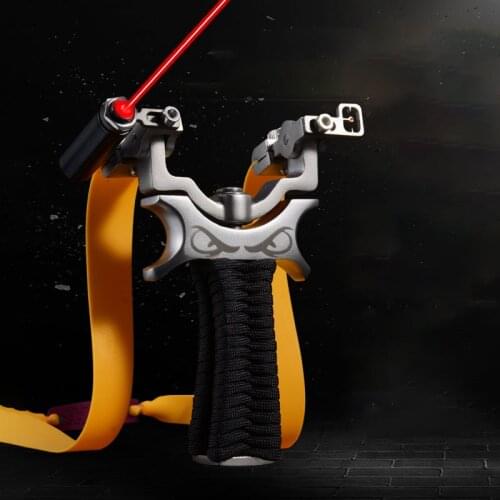 360 Degree Rotating Slingshot Stainless Steel Laser Fast Pressing Flat Leather Slingshot Outdoor Hunting Shooting Athletic