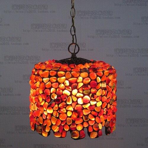 High-grade antique Tiffany lamp natural agate jade art decorative hanging lamp bedroom study room