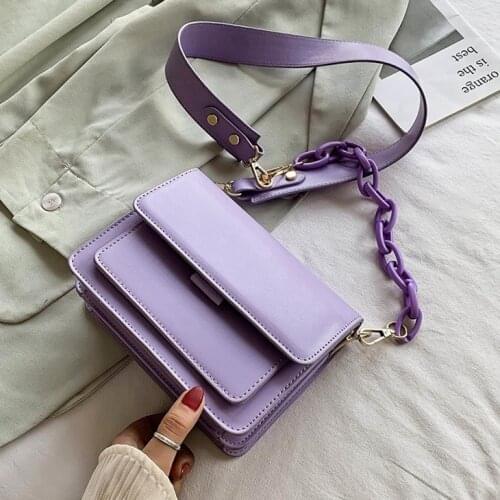 Acrylic chain Design Flap Bags For Women 2021 Summer Lady Shoulder bags Mini PU Leather Female Fashion Cross Body Bag handbag