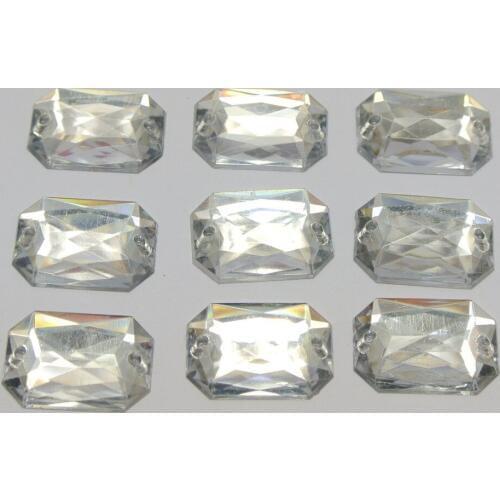 100 Clear Flatback Acrylic Square Rhinestone Button 13X18mm Sew on bead
