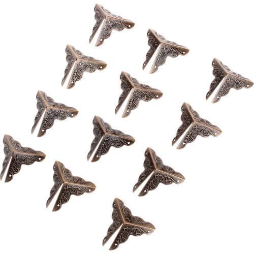 12Pcs Metal Decorative Jewelry Box Chest Wooden Wine Gift Case Edge Corner Protector Iron Cover Guard with Nails 30mm Antique