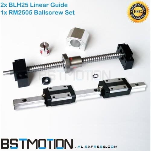 2505 Ball screw BK20 BF20+BLH25 25mm Linear Guide Rail 300mm 400mm 500mm 600mm 700mm 800mm 900mm 1000mm 1100 1200 1500mm#HGH25CA