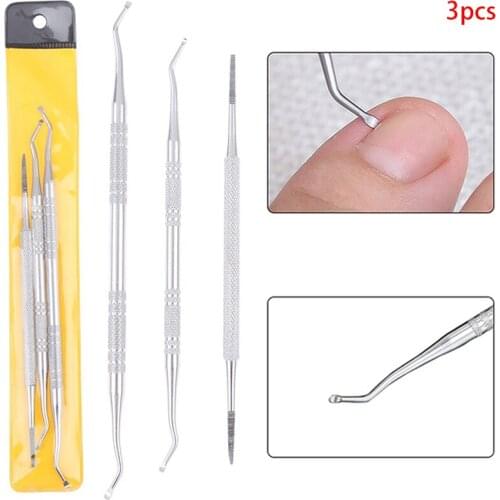3pcs Toe Toenails Clean Foot Care Tool Nail Care Hook Ingrown Double Ended Ingrown Toe Correction Lifter File Manicure Pedicure