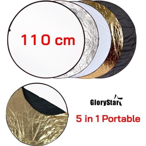 43.3" 110cm 5-in-1 Multi-Disc Diffuers Light Round Reflector With Bag Portable Collapsible For Photography Photo Studio