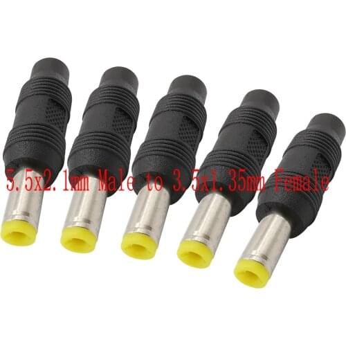 5/2PCS DC Power Plug Jack Adapter DC 5.5x2.1mm Male Plug to 3.5x1.35mm Female Jack Socket Power Conversion Head Connector