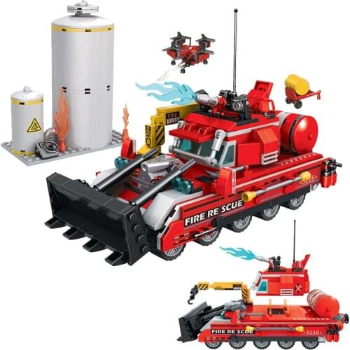 MOC Creator Multifunctional fire Tank Truck 584pcs City Fire Fighters Model Building Blocks Bricks Toys For boys Christmas Gifts
