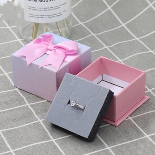 80% HOT SALES!!!Gradient Bow Design Square Earrings Jewelry Box Engagement Ring Display Case
