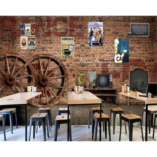 Beibehang Nostalgic retro brick wall wheel KTV backdrop classic personality simple wallpaper papel de parede papier peint tapety
