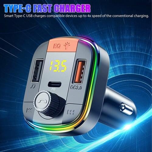 Wireless bluetooth 5.0 Car FM Transmitter MP3 Player Charger Adapter Equipped Player LED Display Dual USB Car Charger