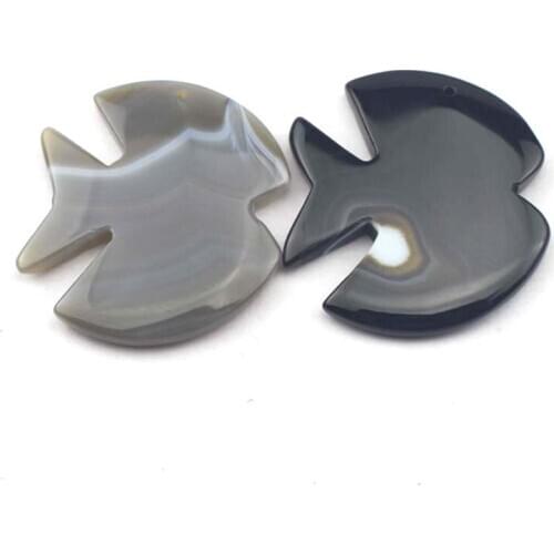 50x55mm fish shape banded agates beads natural stone beads DIY loose beads for pendant making 1 piece wholesale