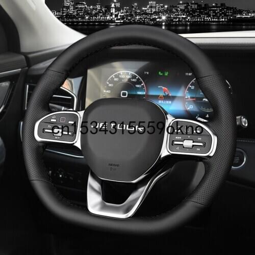 Car Steering Wheel Cover For JETOUR X70 X95 X70S X70M X90 Stitch On Wrap Interior Accessories DIY Black Leather