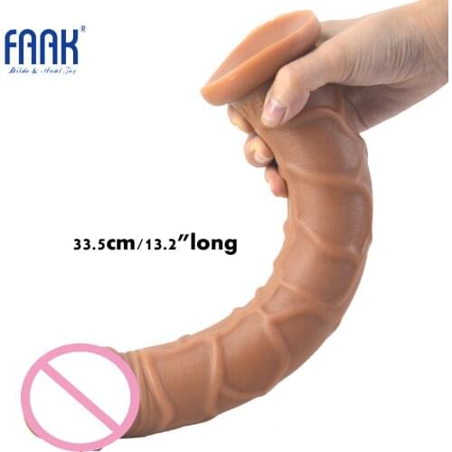 FAAK long penis with suction cup 13.2" realistic dildo clear blood sex toys for women erotic product sex shop lesbian masturbate