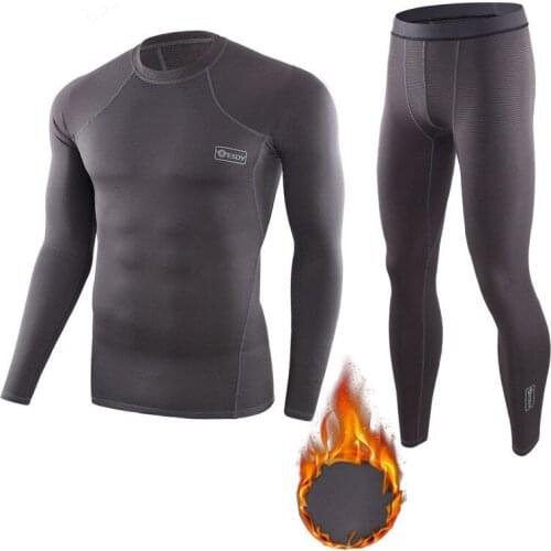 ESDY Thermal underwear long johns men tracksuit sports fleece warm breathable elasticity quick-drying thermo tops pants sets