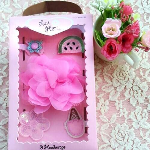 F189 Baby girl gift set watermelon ice cream with a hairpin hair accessories gift sets beautifully issued card