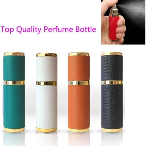 Perfume Bottle 5ml Mini Perfume Atomizer Handwork Leather Refillable Spray Bottle Travel Leakproof Container Buttom Valve