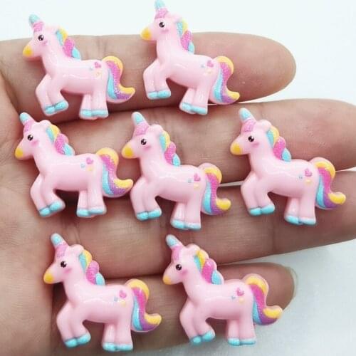 10/30Pcs/Pack Pink Cute Cartoon Resin pony Flatback Cabochon DIY Scrapbooking Decorative Craft Making
