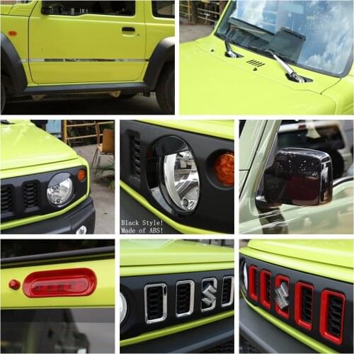 LAPETUS Exterior Refit Kit Door Body Panel / Rearview Mirror Cap / Frong Head Lamps Ring Cover Trim For Suzuki Jimny 2019 2020