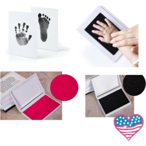 Cute Inkless Wipe Baby Kit-Hand Foot Print Keepsake Newborn Footprint Handprint DIY Decorations Mess Free Stamp Pads for Babies