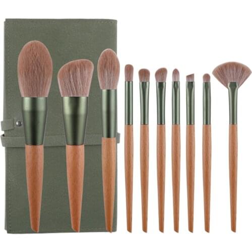 ZOREYA 10pcs Natural Hair Makeup Brushes Set Professional Foundation Blushes Eyeshadow Eyebrow Blending Brush Tools Maquillaje