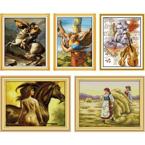 Joy Sunday Cross Stitch Kits Embroidery Needlework Beethoven Stamped Printed 11CT 14CT Counted Patterns Crafts Home Decor Thread