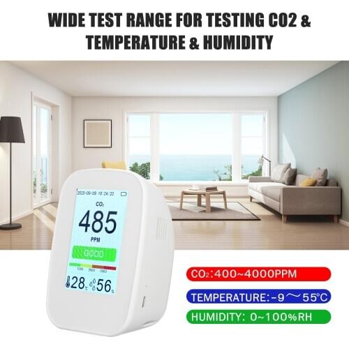Desktop CO2/RH/Temp 3-in-1 Air Quality Detector CO2 Meter Temperature Humidity Monitor CO2 Tester with 65534 Groups Data Logger