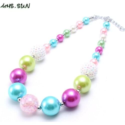 MHS.SUN New arrival baby chunky beaded necklace 1pcs colorful bubblegum girls necklace diy handmade jewelry for kids toy gift
