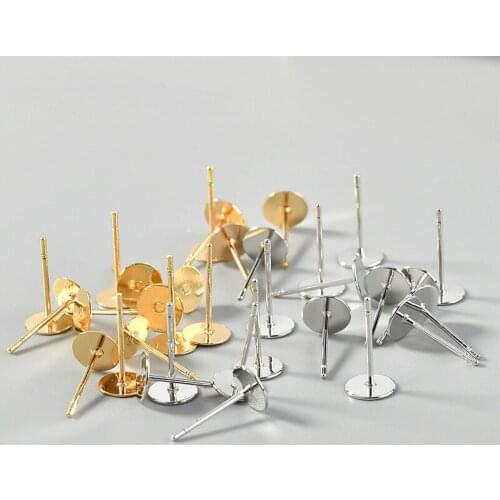 100pcs 8mm Stainless Steel Earrings Base DIY Stud Earrings Setting Pin for Jewelry Making Accessories Earrings Settings