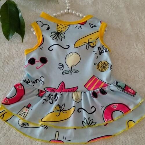 Fruit Printing Dog Dresses for Small Dogs Chihuahua Cartoon Print Dress Skirt Puppy Cat Princess Clothes Apparel Vestidos 2021