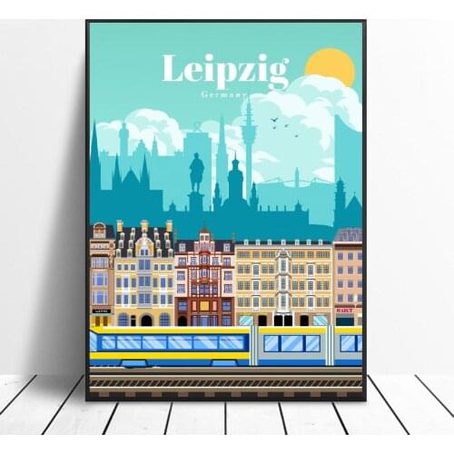 Travel to Leipzig Canvas Travel poster Wall Art Pictures for Living Room Home Decor No Frame