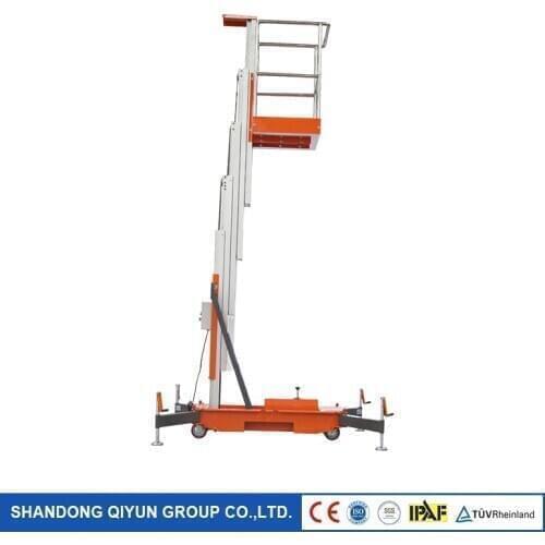 Qiyun EXW Price with CE ISO IPAF TUV F2B 10m 130kg 1.1kw Aluminum alloy lift table man lift Mast Aerial Work Platform OEM ODM