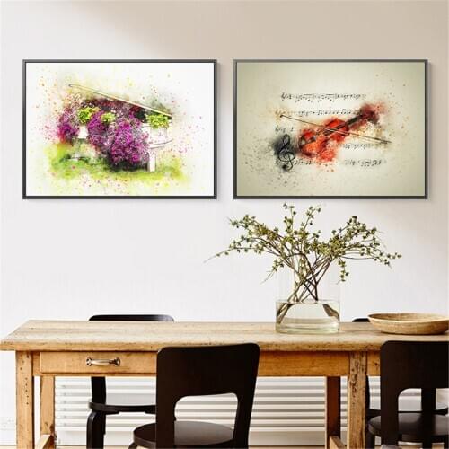 Blur Series Watercolor Musical Instrument Piano Violin Paint Poster Canvas Print Painting Wall Art Living Room Home Decoration