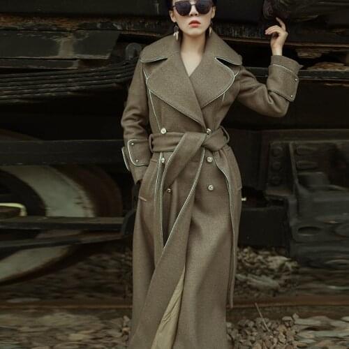 Luxury Maxi Long Trench Coat For Women 2021 Autumn Winter New Russia Style Double Breasted Vintage Belte Windbreaker Outerwear