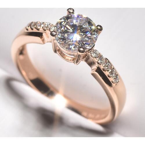 Luxury Female Solitaire Round Zircon Ring Rose Gold Wedding Band Ring Promise Love Engagement Rings For Women