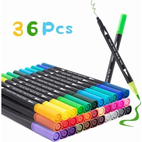 36 Colors Watercolor Pens, Double Brush-Lines Art Markers Pen Stationery Art Pens for Draw Paint Calligraphy Lettering Scrapbook