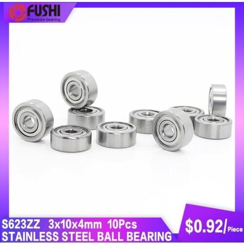 S623ZZ Bearing 3*10*4 mm ( 10PCS ) ABEC-1 440C Roller Stainless Steel S623Z S623 Z ZZ Ball Bearings