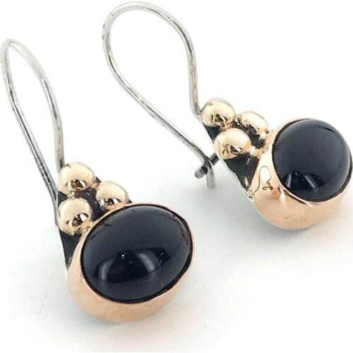 Erzurum Oltu Stone Handwork Silver Authentic Earrings