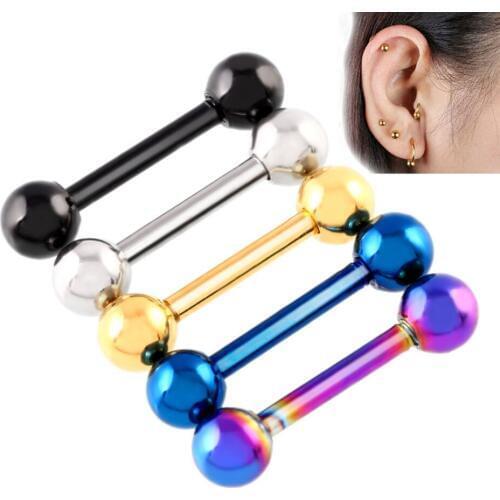 16G Surgical Steel Straight Barbell Tongue Ring Ear Bone Stud Body Piercing Jewelry Nose Lip Pin Earring Nipple Bar 50pcs/lot
