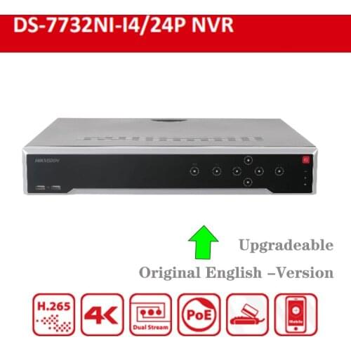 Hikvision English Version Network Video Recorder for IP Camera 32ch 24 POE NVR 4 SATA DS-7732NI-I4/24P Plug & Play H.265+ H.264