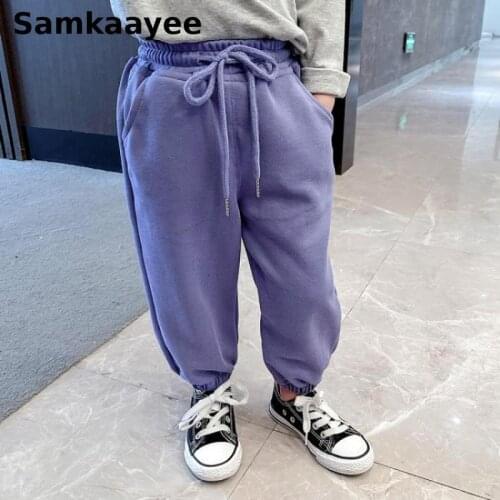 2-9y Kids Pants Boys Girls Sports Pants Spring Autumn Children Trousers Baby Casual Clothing Cotton Solid Long Sweatpants Y30
