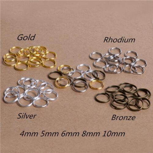 200pcs/lot 4 5 6 8 10mm Gold-Color Open Jump Ring Double Loop Split Rings for Jewelry Necklace Bracelet Chain Connector Findings
