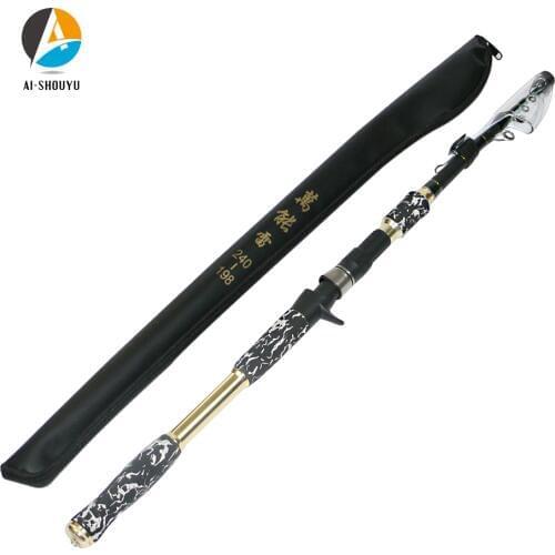 AI-SHOUYU Spinning Rod Telescopic Portable Carbon Rod 2.4m 2.7m Multifunctional Sea Rod Casting Fishing Pole Lure Weight 40-80g