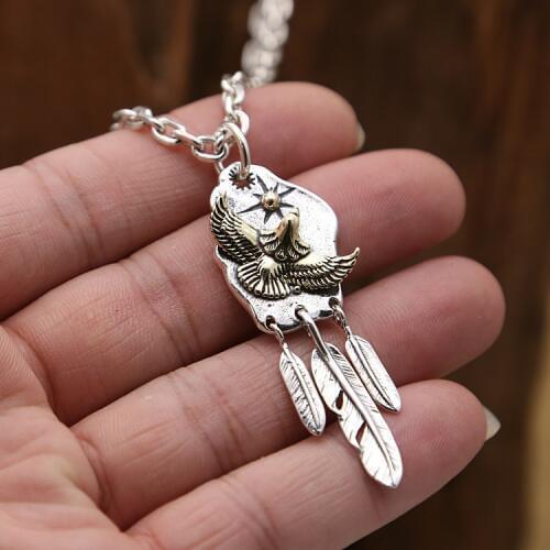 S925 Sterling Silver Jewelry Vintage Thai Silver Handmade Takahashi Goro Feather Male And Female Pendants