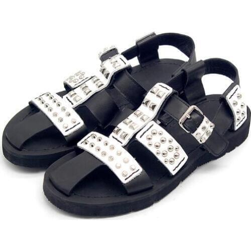 High top shoes for men genuine leather rivet men sandals summer fashion rome casual shoes