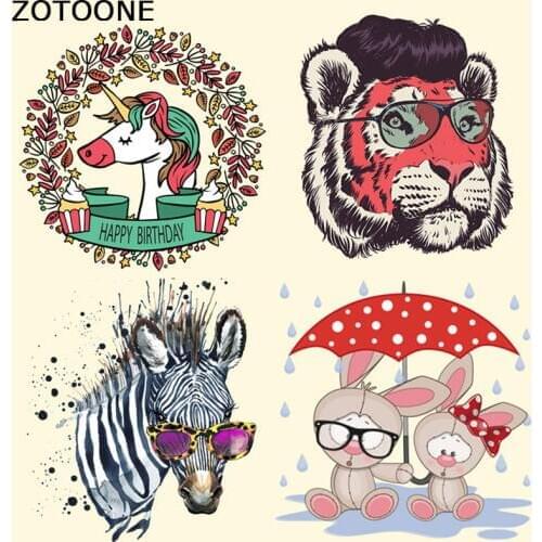 ZOTOONE Iron on Transfer Patches for Clothes Unicorn Tiger Patch Decoration DIY Stripes Applique T-shirt Custom Patch Stickers E