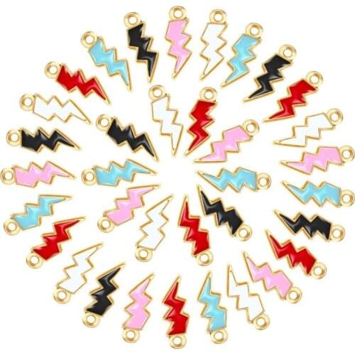 10pcs Zinc Alloy Enamel Flash Shape Charms Pendants for Bracelet Necklace Earrings Pendant DIY Jewelry Making Supplies