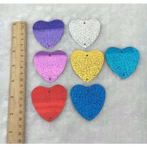 30pcs 55mm Large Heart Shape Loose Sequins DIY Paillette Sewing Craft With 2 Holes Curtain Pendants Belly dress Accessories